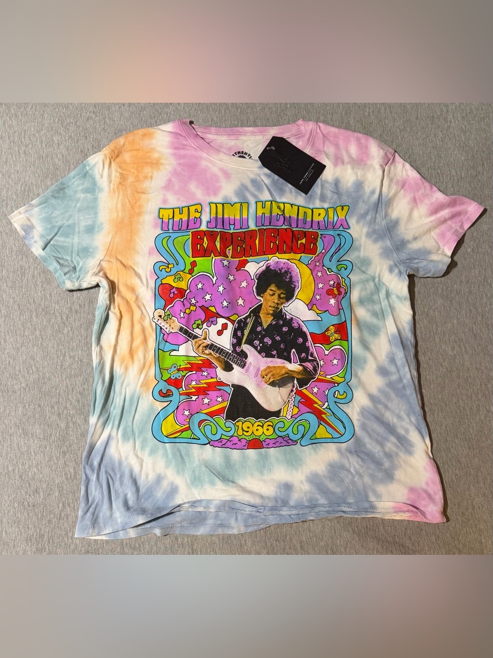 Junk Food Clothing Jimi Hendrix Tie-Dye Tee - Pink, Blue, Orange Sixe XS